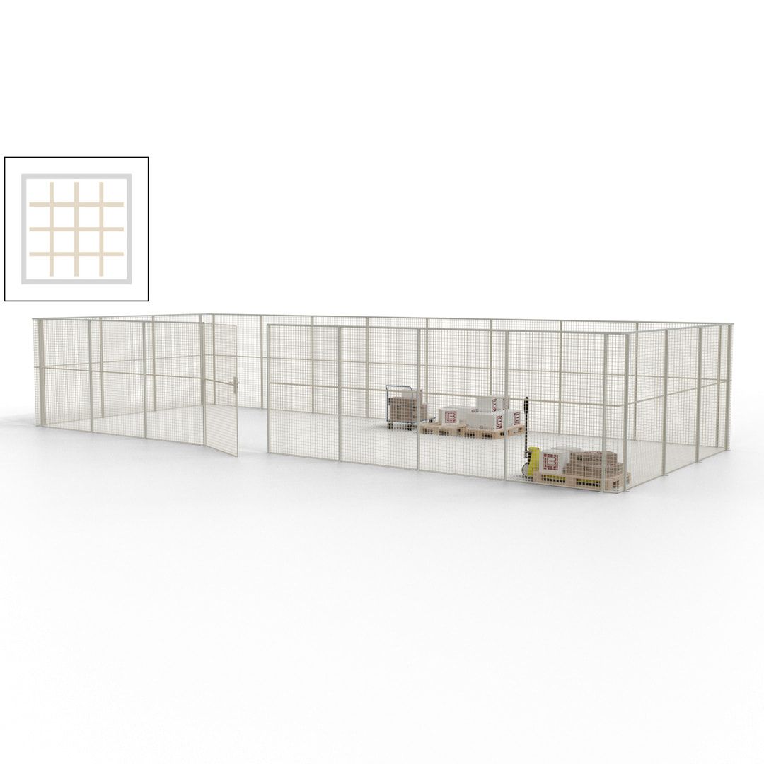 Maschinen Schutzgitter - Hallentrennwand - Sicherheitszaun - Tür - 33 m - 2.200 x 12.400 x 4.900 mm (HxBxT) - enzianblau