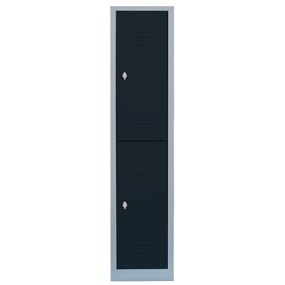 Garderobenschrank, Doppelstockspind, 1 Abteil, 2 Fächer, 1.800 x 415 x 500 mm (HxBxT), Stahl, Drehriegel, Korpus: lichtgrau, Front: anthrazitgrau