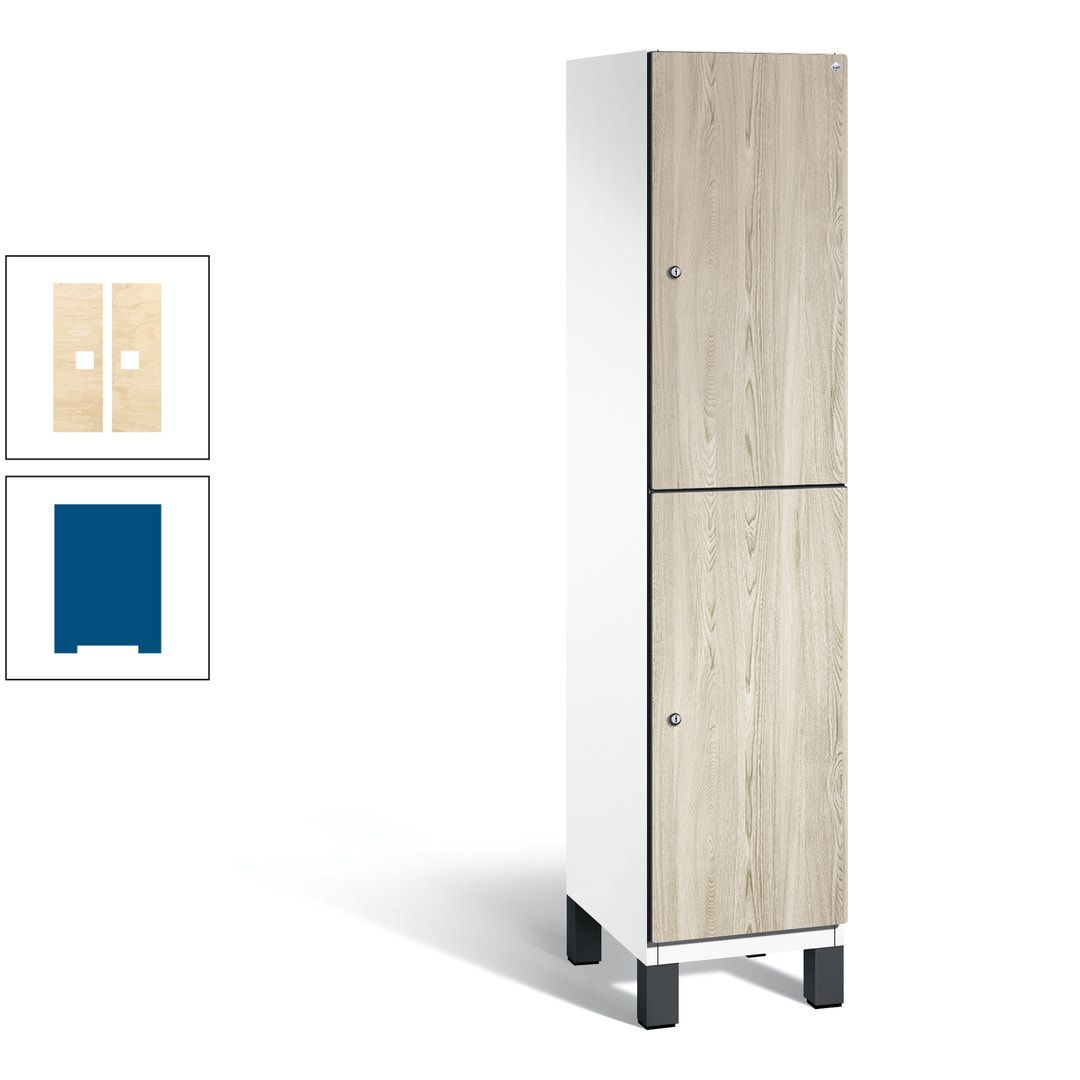 Fächerschrank, Garderobenschrank, mit Füßen, 1 Abteile, 1.980 x 400 x 525 mm (HxBxT), Korpus anthrazitgrau, Tür Donau-Ahorn