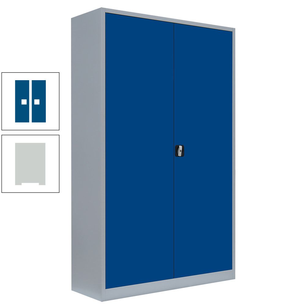 Aktenschrank, Büroschrank, abschließbar, Flügeltüren, 4 Fachböden, 1.950 x 1.200 x 422 mm (HxBxT), Stahl, Korpus und Türen in lichtgrau