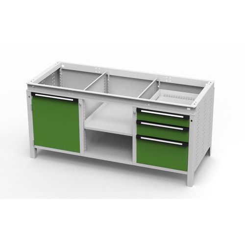 OTTOKIND Werkbank - bündige Arbeitsplatte - 850 x 1.695 x 750 mm (HxBxT) - 3 Schubladen - 1 Schrank - 2 Ablageböden - lichtgrau / anthrazitgrau