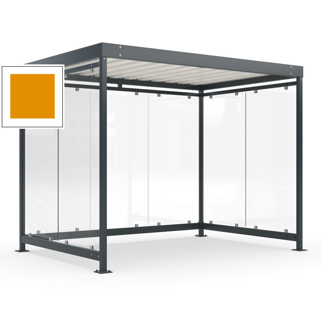 Raucherunterstand, Bausatz, Fahrgastunterstand, Bushaltestelle, 2.510 x 3.180 x 2.165 mm (HxBxT), 7 Wände, Achatgrau
