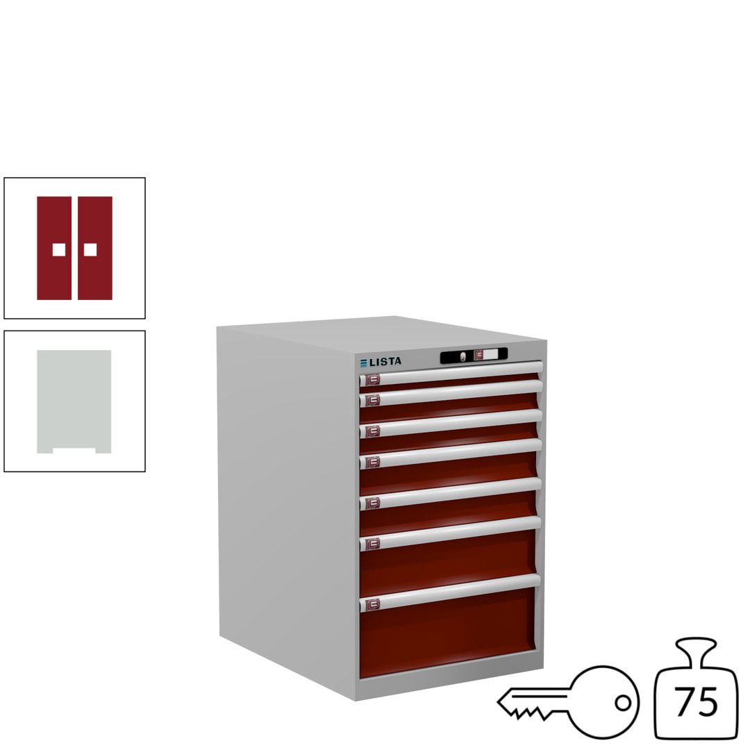 Lista Schubladenschrank - 14.404.010 - 850x564x725 mm (HxBxT) - 7 Schubladen - 75 kg - Key Lock - lichtblau (RAL 5012)