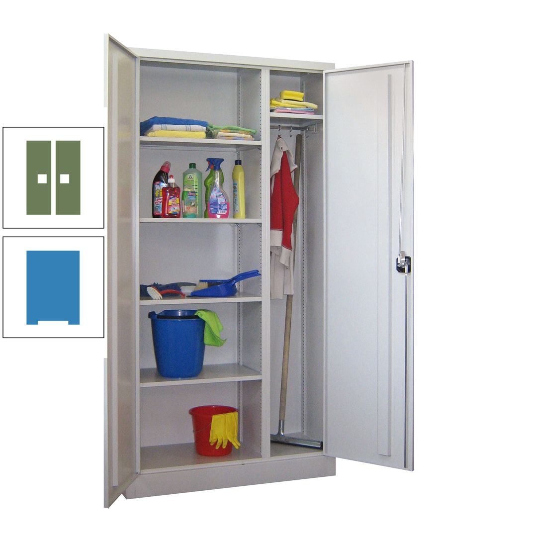 Putzschrank mit Trennwand - 1.950x1.000x400 mm (HxBxT) - Böden pulverbeschichtet - anthrazitgrau