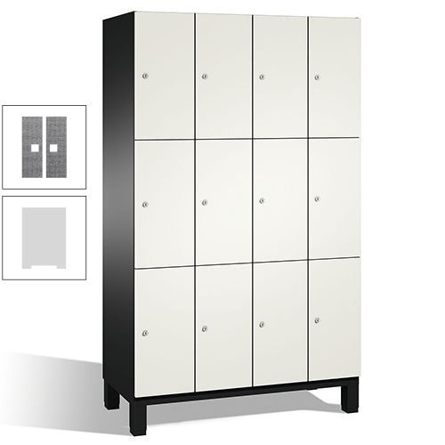 Fächerschrank, Stahlschrank, 12 Fächer, Türöffnungsbegrenzer, mit Füßen, Korpus lichtgrau, Tür anthrazitgrau, 1.980 x 1.200 x 525 mm (HxBxT)