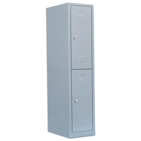 Garderobenschrank, Doppelstockspind, 1 Abteil, 2 Fächer, 1.800 x 415 x 500 mm (HxBxT), Stahl, Drehriegel, Farben wählbar