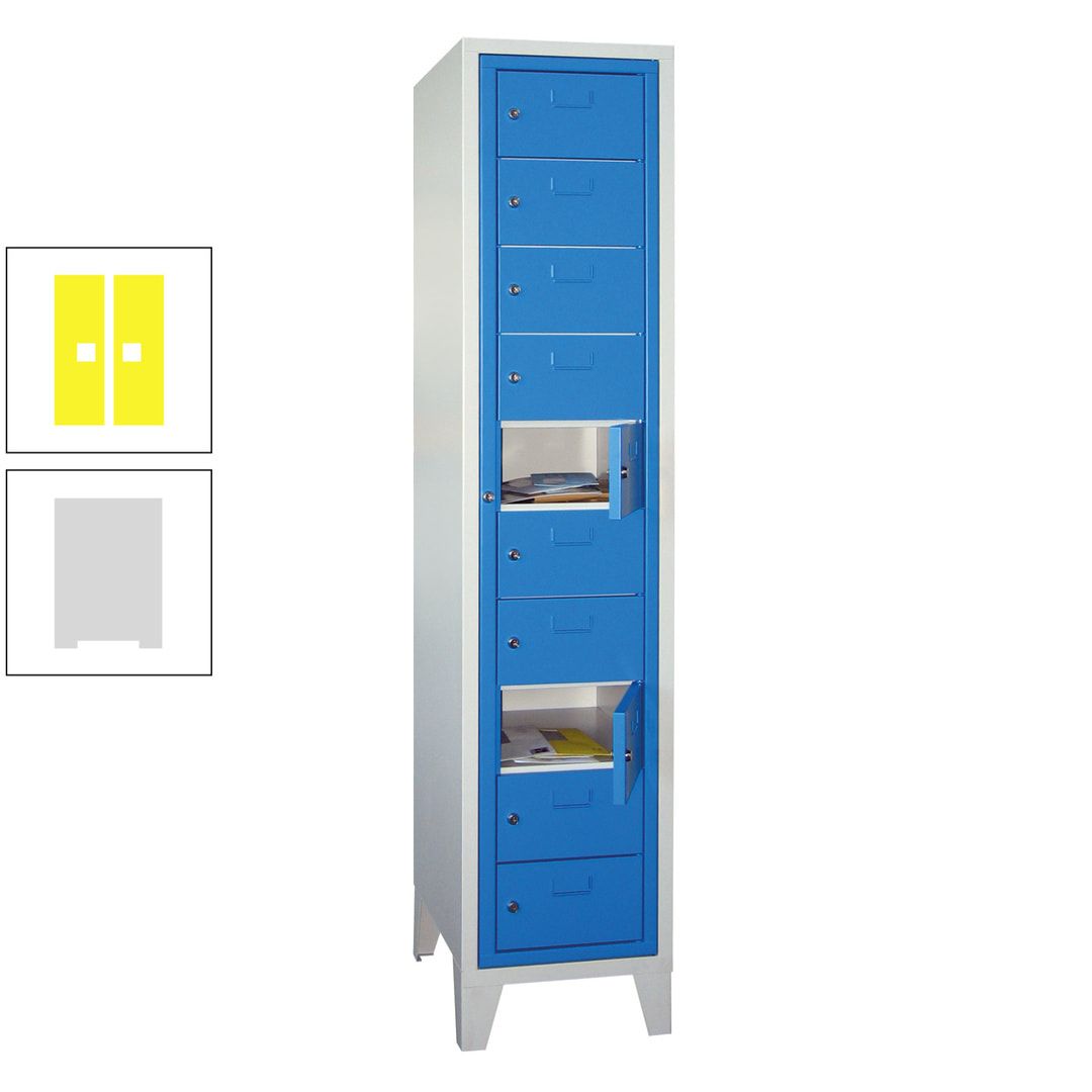 Schließfachschrank - Wäscheausgabeschrank - 10 Fächer a 315 mm - 1.850x400x500 mm (HxBxT) - Füße - Zylinderschloss - anthrazitgrau