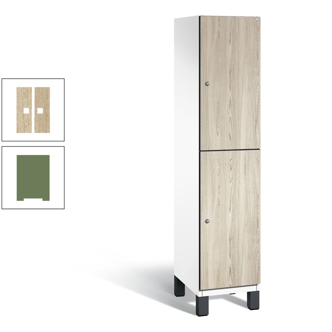 Fächerschrank, Garderobenschrank, mit Füßen, 1 Abteile, 1.980 x 400 x 525 mm (HxBxT), Korpus anthrazitgrau, Tür Donau-Ahorn