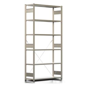 Fachbodenregal mit Tiefenriegel - 350 kg - 2.500 x 1.285 x 426 mm (HxBxT) - erweiterbar - 6 Böden - Farbe wählbar - Lagerregal - Steckregal BERT