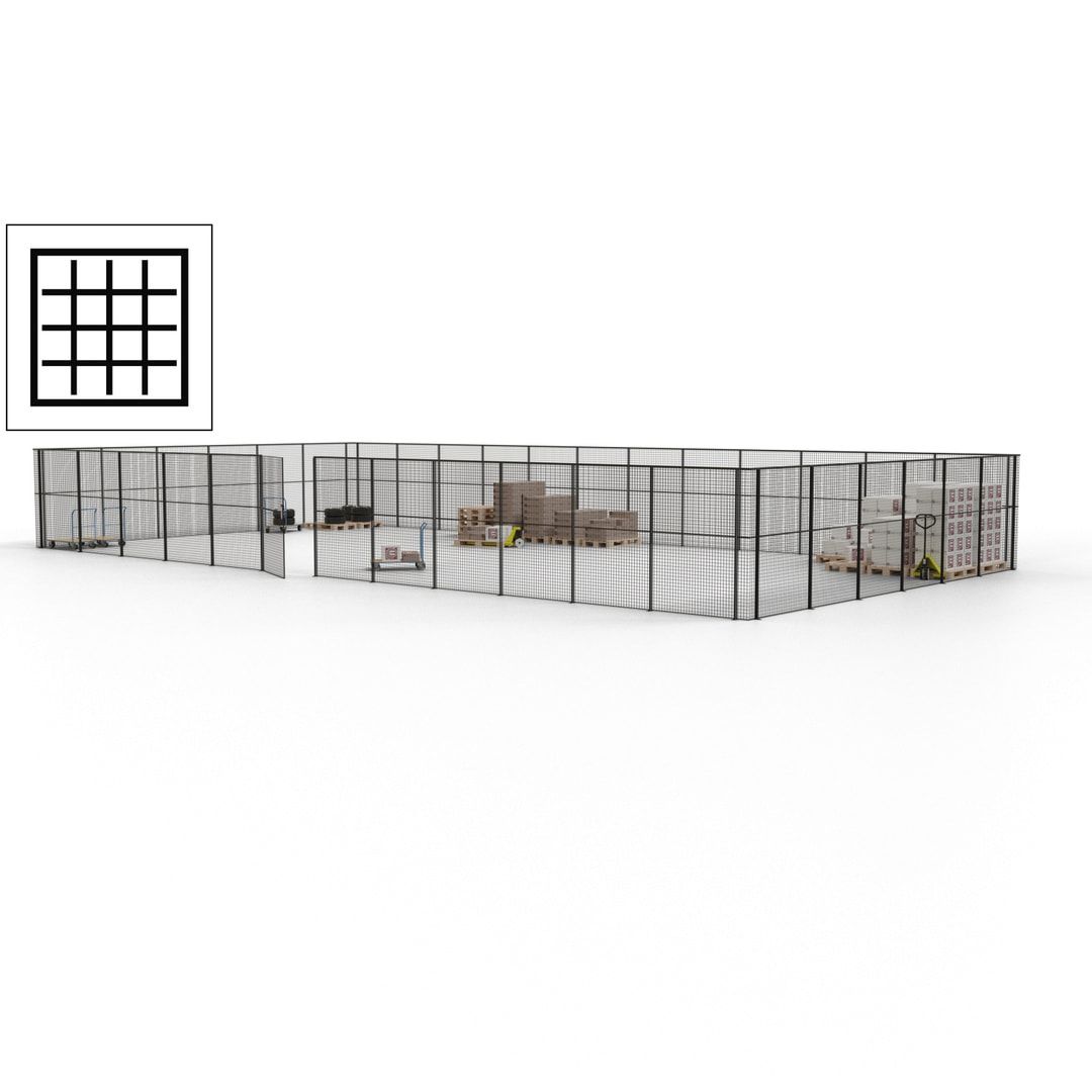 Maschinen Schutzgitter - Hallentrennwand - Sicherheitszaun - Tür - 54 m - 2.200 x 18.400 x 9.400 mm (HxBxT) - enzianblau