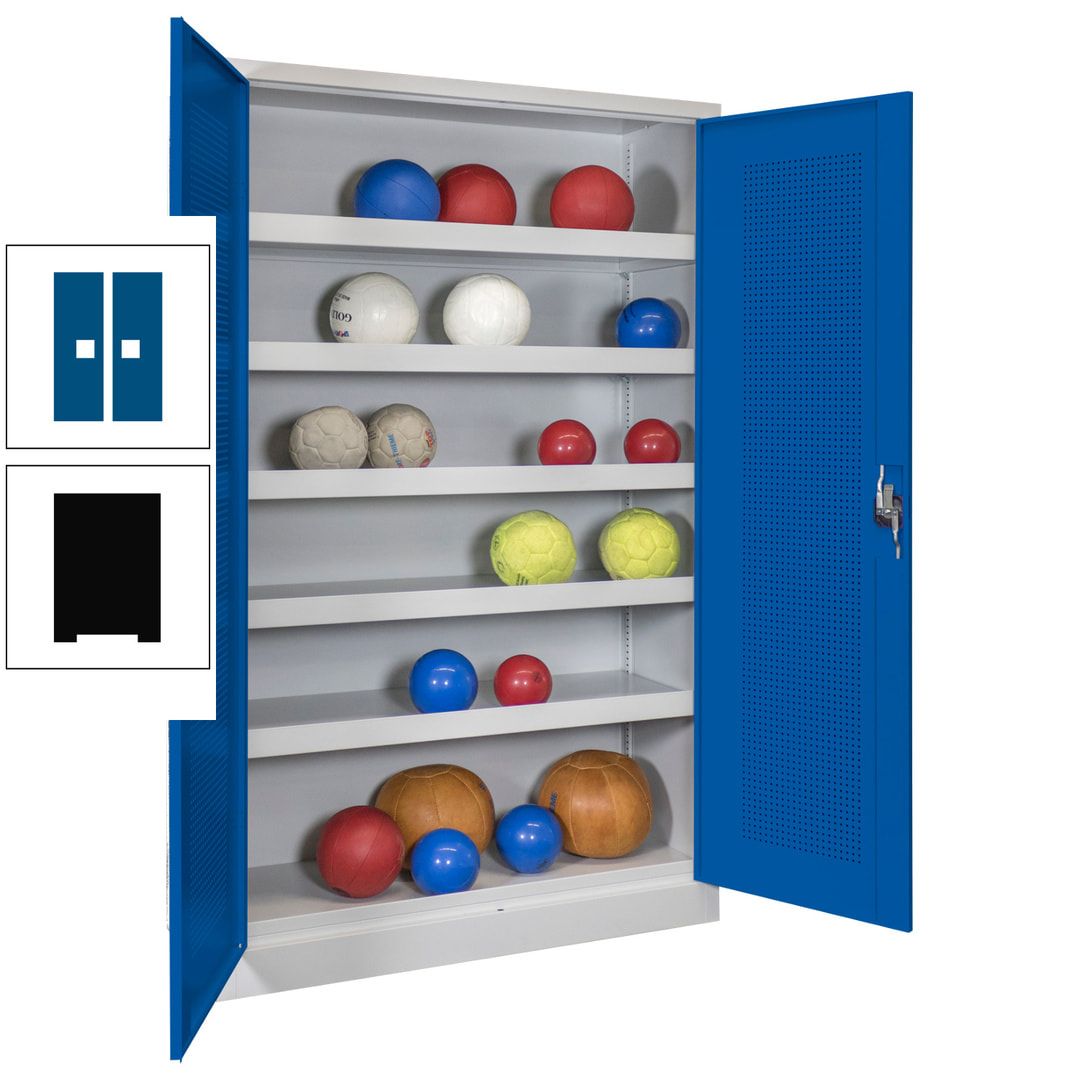 Ballschrank - Lochfeldtüren - 5 Böden - 1.950x1.200x500 mm (HxBxT) - anthrazitgrau