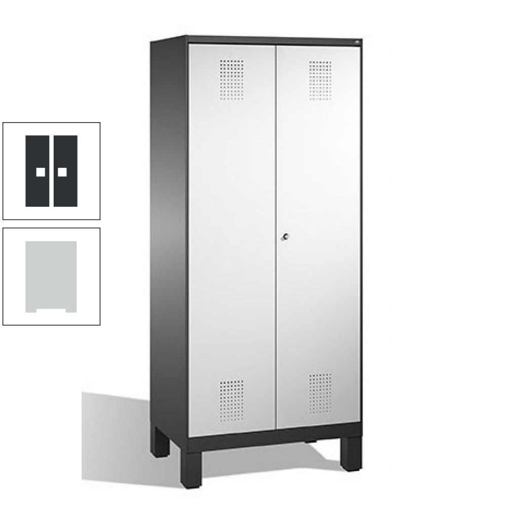Mehrzweckschrank, Doppeltüren, auf Füßen, 2 Abteile a 400 mm, Korpus anthrazitgrau, Tür anthrazitgrau, 1.850 x 800 x 500 mm (HxBxT)