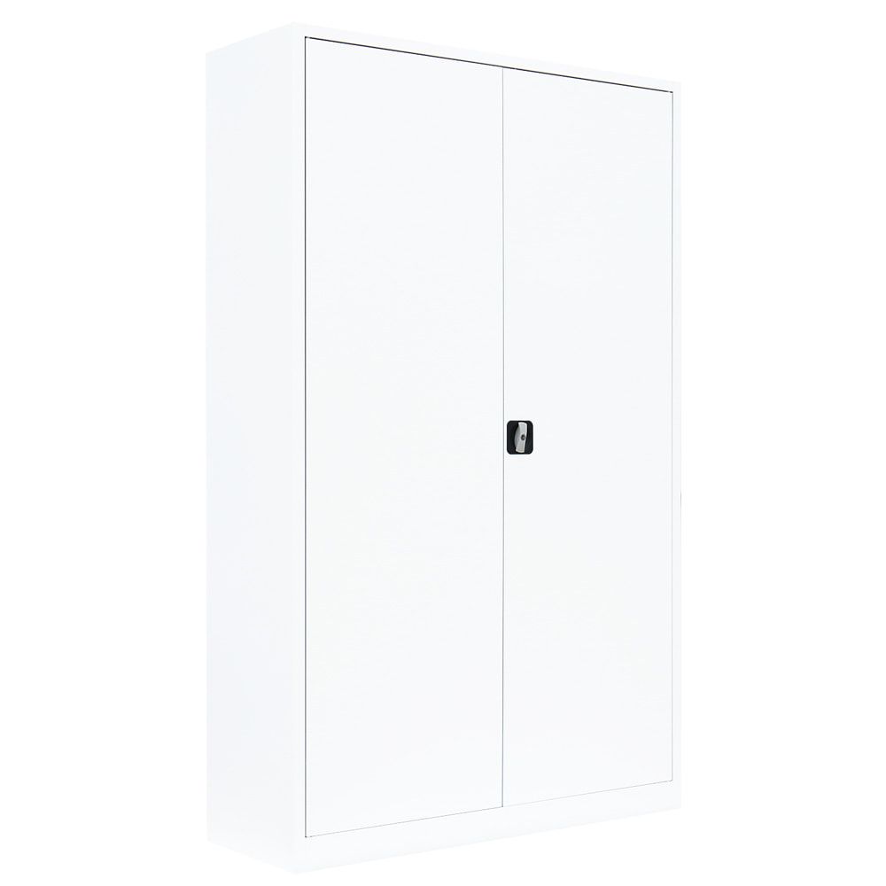 Aktenschrank, Büroschrank, abschließbar, Flügeltüren, 4 Fachböden, 1.950 x 1.200 x 422 mm (HxBxT), Stahl, Korpus und Türen in lichtgrau