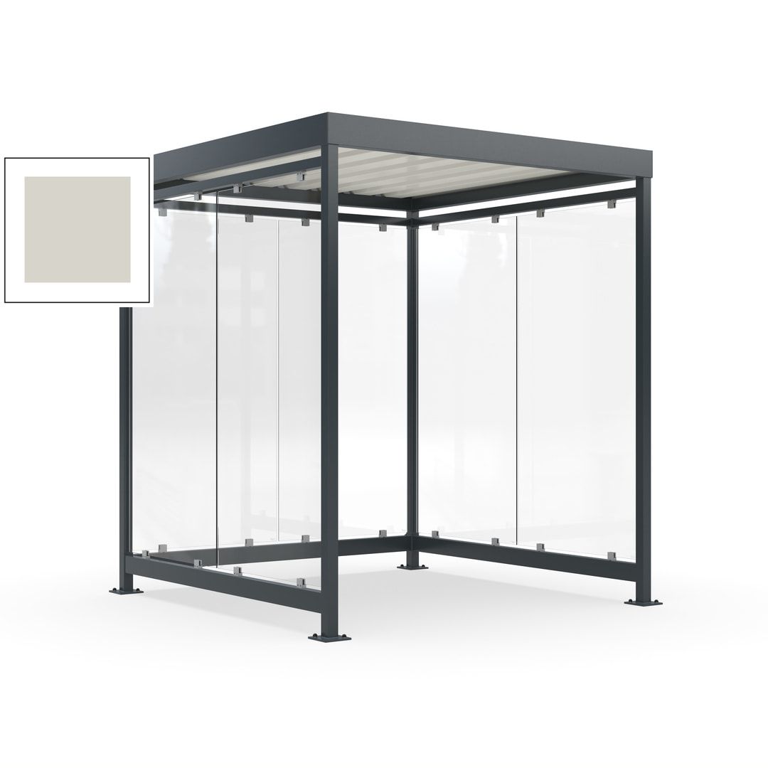 Raucherunterstand, Bushaltestelle, 6-7 Personen, 6 Wände, 2.510 x 2.165 x 2.165 mm (HxBxT), Achatgrau
