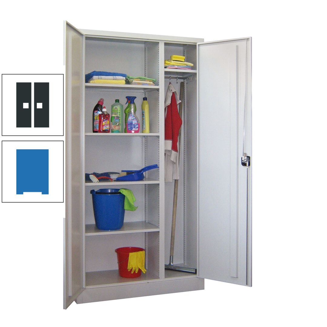 Putzschrank mit Trennwand - 1.950x1.000x400 mm (HxBxT) - Böden pulverbeschichtet - anthrazitgrau