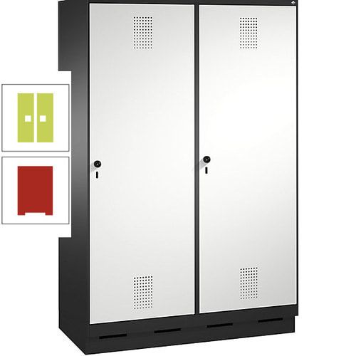 Doppel-Spind, Garderobenschrank, 2 Türen für 4 Abteile a 300 mm, Korpus anthrazitgrau, Türen anthrazitgrau, 1.800 x 1.200 x 500 mm (HxBxT)