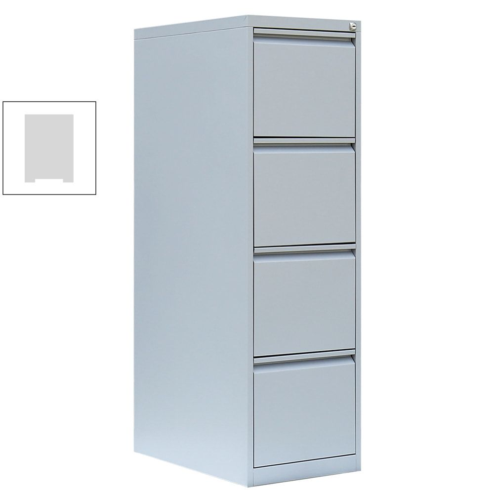 Hängeregistraturschrank, Hängeregisterschrank, 4 Schubladen, 1-bahnig, DIN A4, 1.320 x 400 x 620 mm (HxBxT), Korpus- und Schubladenfarbe: lichtgrau