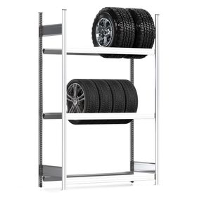 Reifenregal mit Tiefenriegel - 250 kg - 2.000 x 1.285 x 500 mm (HxBxT) - 3 Ebenen - erweiterbar - Steckregal BERT