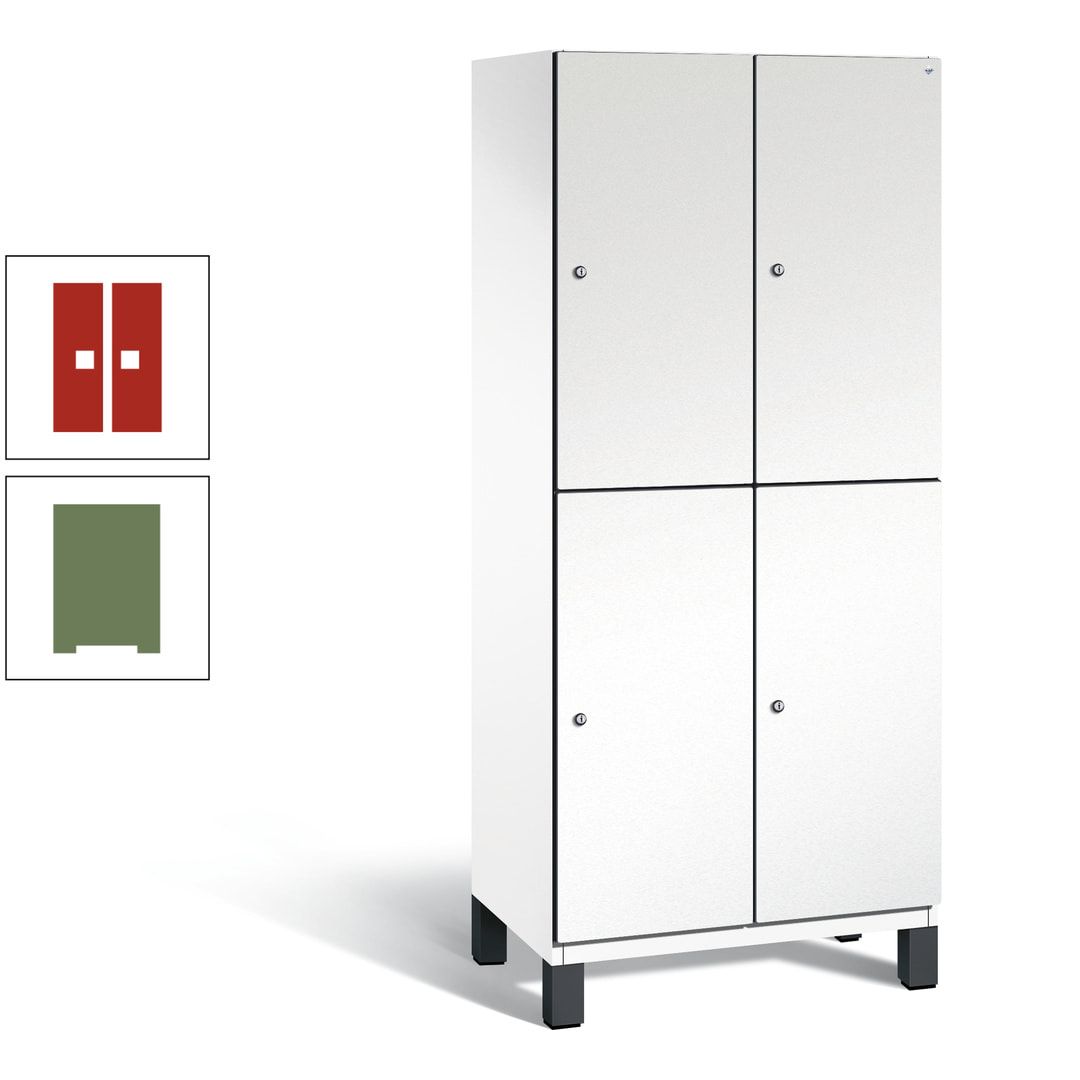 Fächerschrank, Stahlschrank, doppelstöckig, 4 Fächer, Füße, Korpus anthrazitgrau, Tür anthrazitgrau, 1.980 x 800 x 525 mm (HxBxT)