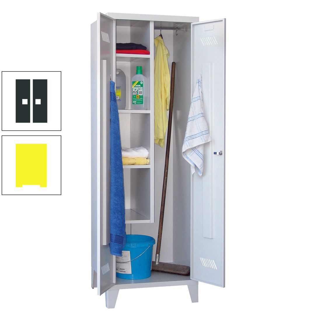 Putzschrank mit Füßen - 1 Abteil mit Trennwand - 1.850x600x500 mm (HxBxT) - Drehriegel - anthrazitgrau