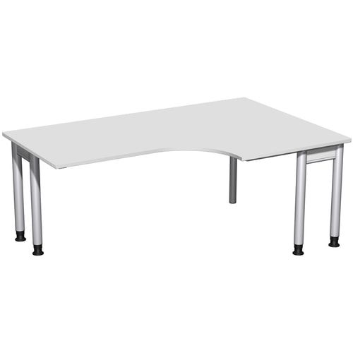 Eckschreibtisch, Eckteil 800 mm, rechts, Füße einseitig verkürzt, 4-Fuß Pro, höhenverstellbar, 680-800 x 1.600 x 1.200 mm (HxBxT), Dekor Ahorn