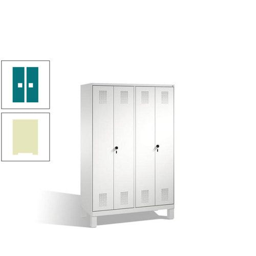 Doppel-Spind, Doppeltüren, Garderobenschrank mit Füßen, 4 Abteile a 300 mm, Korpus anthrazitgrau, Tür anthrazitgrau, 1.850 x 1.200 x 500 mm (HxBxT)