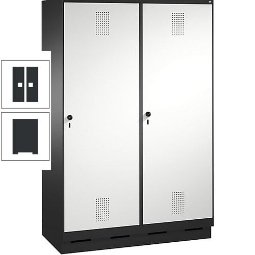 Doppel-Spind, Garderobenschrank, 2 Türen für 4 Abteile a 300 mm, Korpus anthrazitgrau, Türen anthrazitgrau, 1.800 x 1.200 x 500 mm (HxBxT)