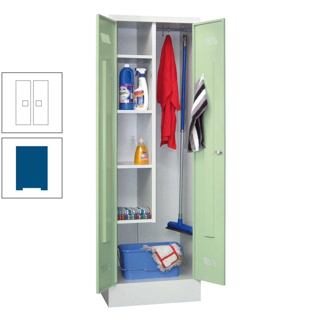 Putzschrank mit Sockel - 1 Abteil mit Trennwand - 1.850x600x500 mm (HxBxT) - Drehriegel - anthrazitgrau