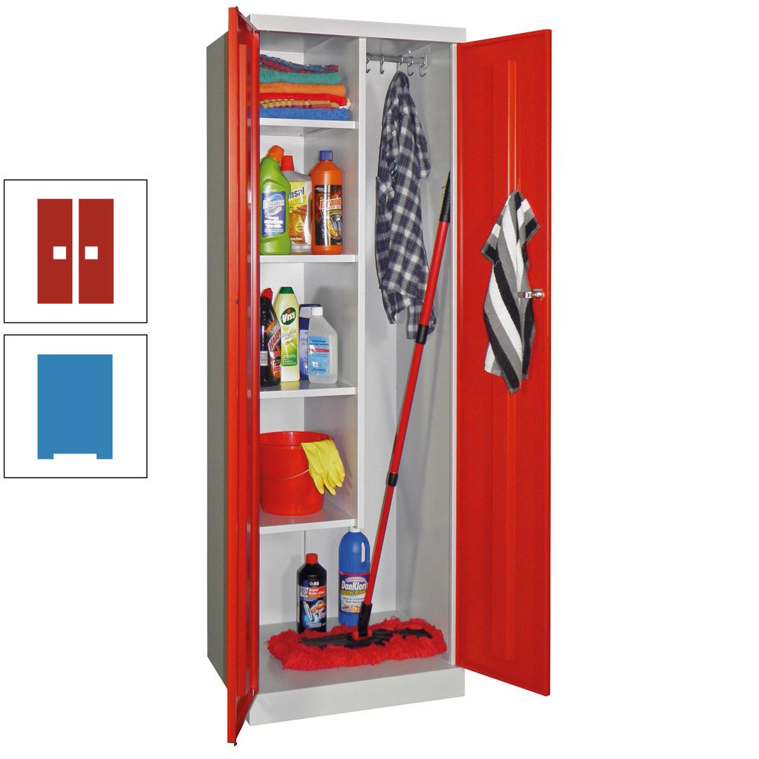 Putzschrank mit Sockel - 1 Abteil mit Trennwand - 1.800x600x500 mm (HxBxT) - Zylinderschloss - anthrazitgrau
