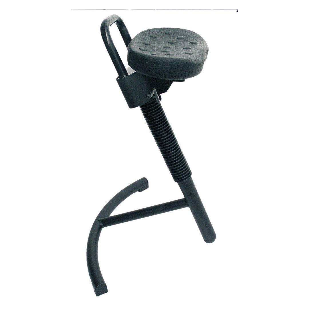 Stehhilfe mit Gasdruckfeder - höhenverstellbar 645 bis 825 mm - Sitz Kunstleder, Atollblau - Gestell schwarz