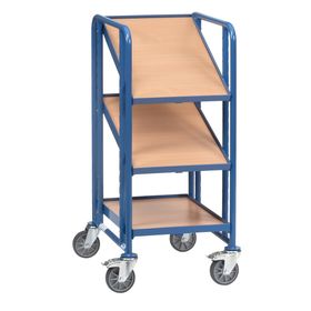 Fetra - Etagenwagen für Eurokästen - 250 kg - Höhe 1.101 mm - Tiefe 666 mm - 3 Holzböden