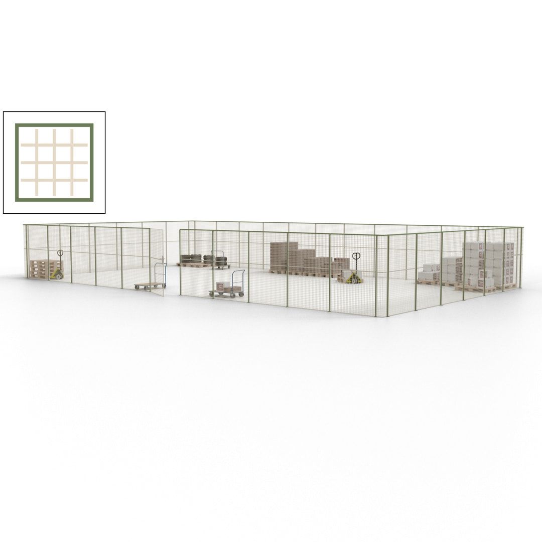 Maschinen Schutzgitter - Hallentrennwand - Sicherheitszaun - Tür - 51 m - 2.200 x 16.900 x 9.400 mm (HxBxT) - enzianblau