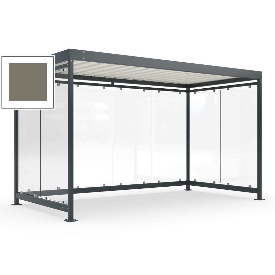 Fahrradunterstand, Fahrgastunterstand, Bushaltestelle, Bausatz, 12-13 Personen, 2.510 x 4.195 x 2.165 mm (HxBxT), 8 Wände, Achatgrau