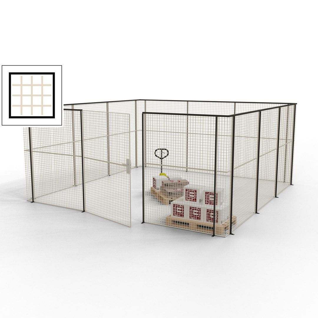 Maschinen Schutzgitter - Hallentrennwand - Sicherheitszaun - Tür - 18 m - 2.200 x 4.900 x 4.900 mm (HxBxT) - enzianblau