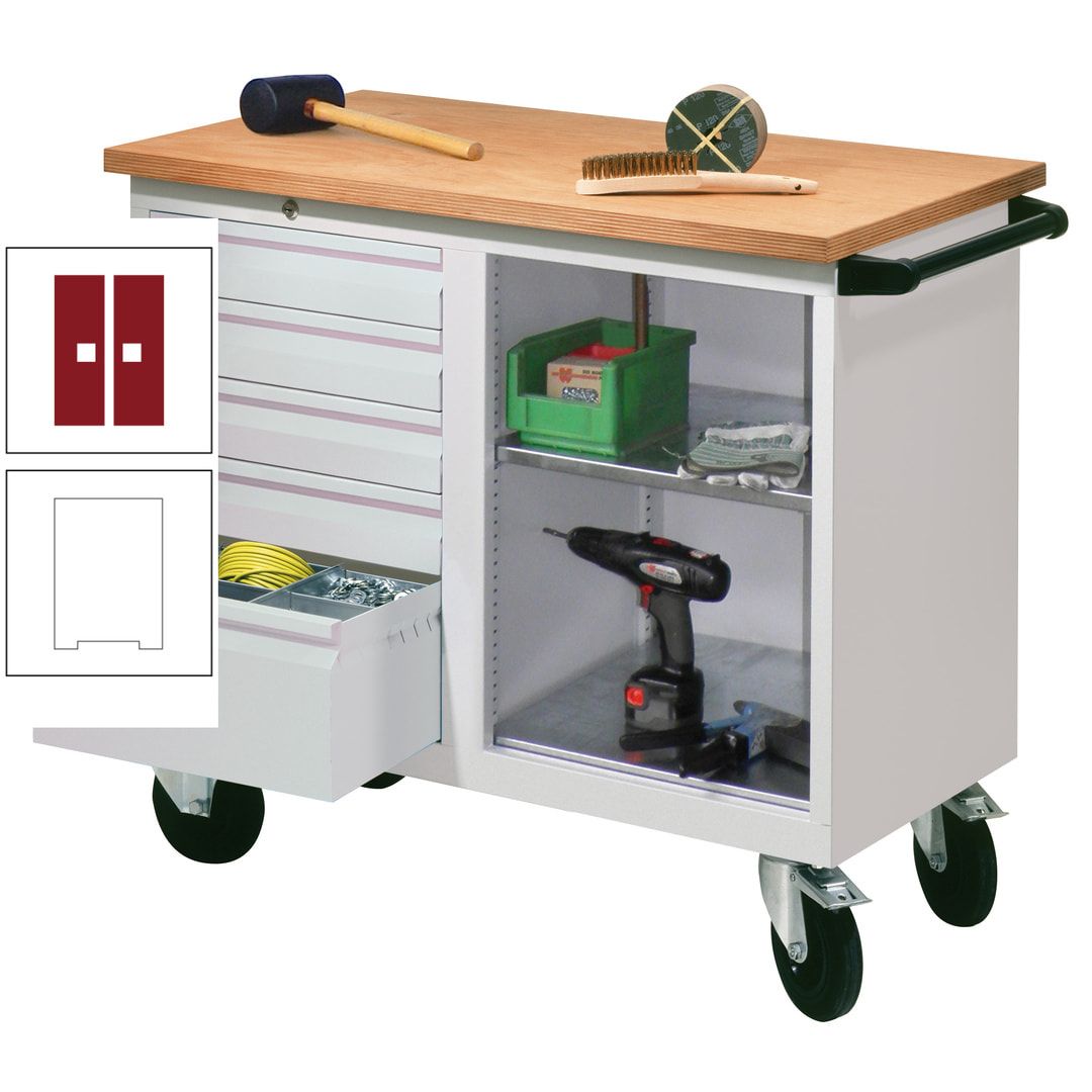 Mobile Werkbank - Werkstattwagen - 915 x 1.090 x 600 mm - 5 Schubladen und Ablagefach - anthrazitgrau