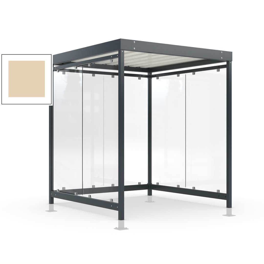 Raucherunterstand, Bushaltestelle, Bausatz, mit Überpflasterung, 6-7 Personen, 6 Wände, 2.440 x 2.165 x 2.165 mm (HxBxT), Achatgrau