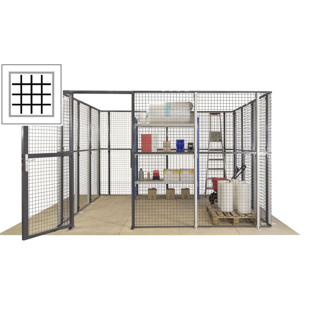 Maschinen Schutzgitter - Hallentrennwand - Sicherheitszaun - Tür - 72 m - 2.200 x 21.400 x 15.400 mm (HxBxT) - enzianblau
