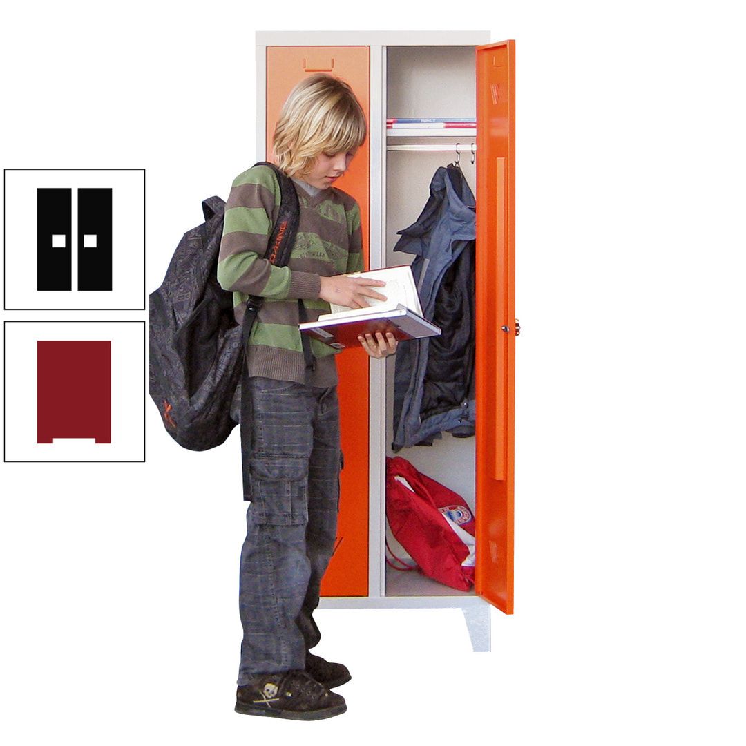 Spindschrank f. Schulen - mit Füßen - Höhe 1.600 mm - 3 Abteile a 300 mm - Drehriegel - anthrazitgrau