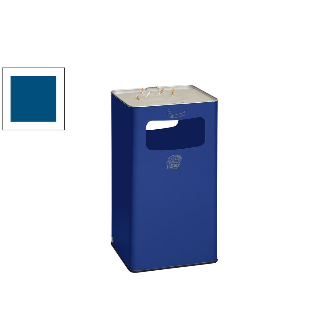 Abfallsammler mit Ascher - viereckig - Volumen 96 l - 755 x 430 x 430 mm (HxBxT) - Antik silber
