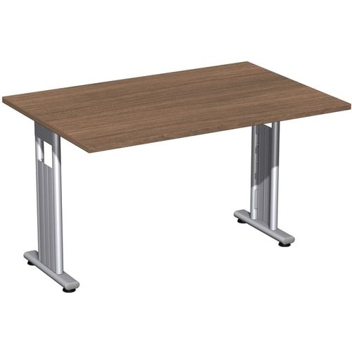 Schreibtisch mit einseitig verkürzt Füßen - C-Fuß Flex - Bürotisch - Konferenztisch - 720 x 1.200 x 800 mm (HxBxT) - Dekor Ahorn - Gestell silber