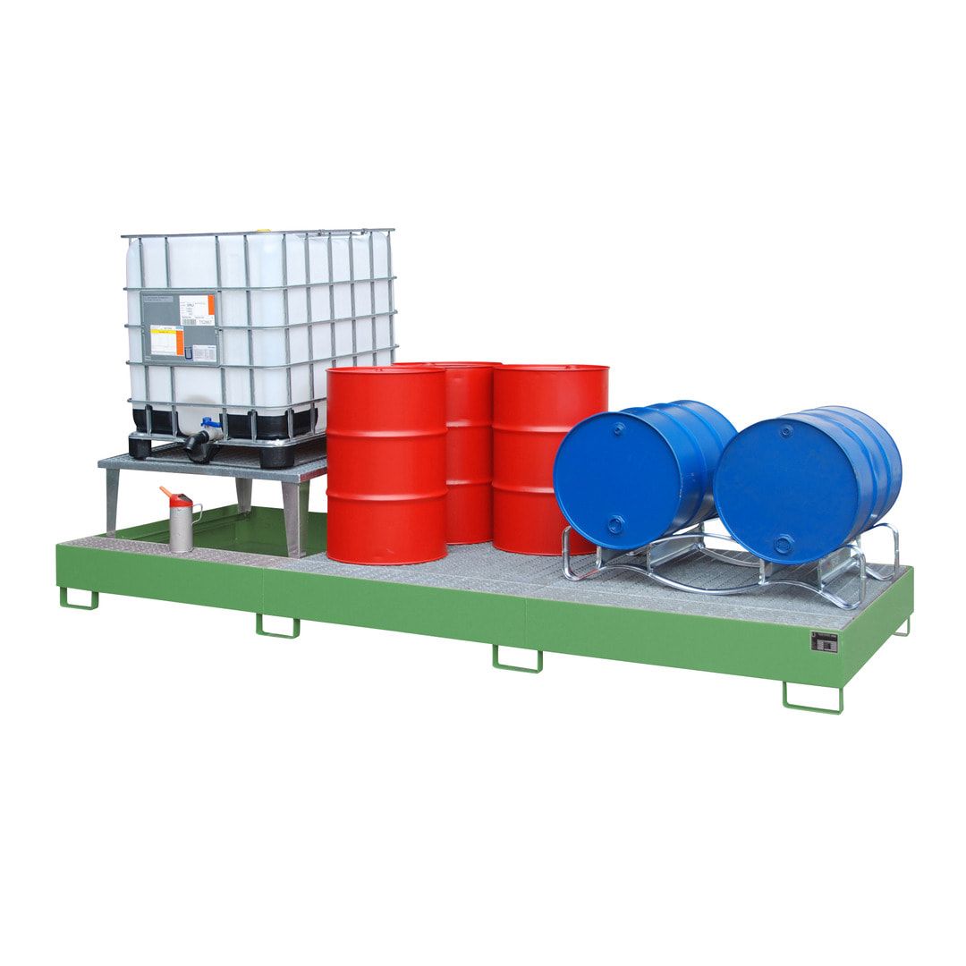 Auffangwanne für 3 x IBC - 1 x Abfüllaufsatz - feuerrot
