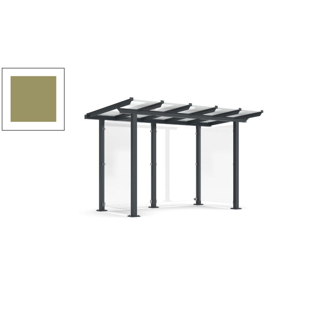Unterstand mit Pultdach und Sicherheitsglas - feuerverzinkt und farbbeschichtet - 2.435 x 3.850 x 2.090 (HxBxT) - Farbe Achatgrau