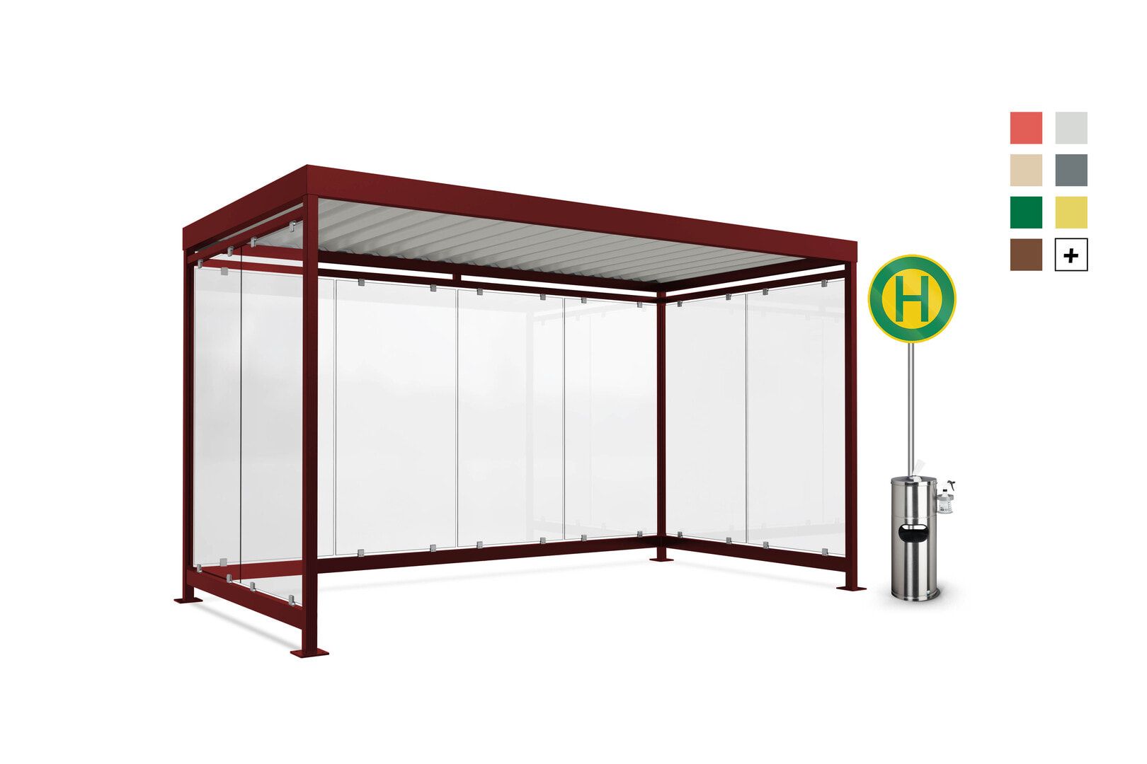 Fahrradunterstand, Raucherunterstand, Bausatz, 12-13 Personen, 2.510 x 4.195 x 2.165 mm (HxBxT), 8 Wände, Elfenbein