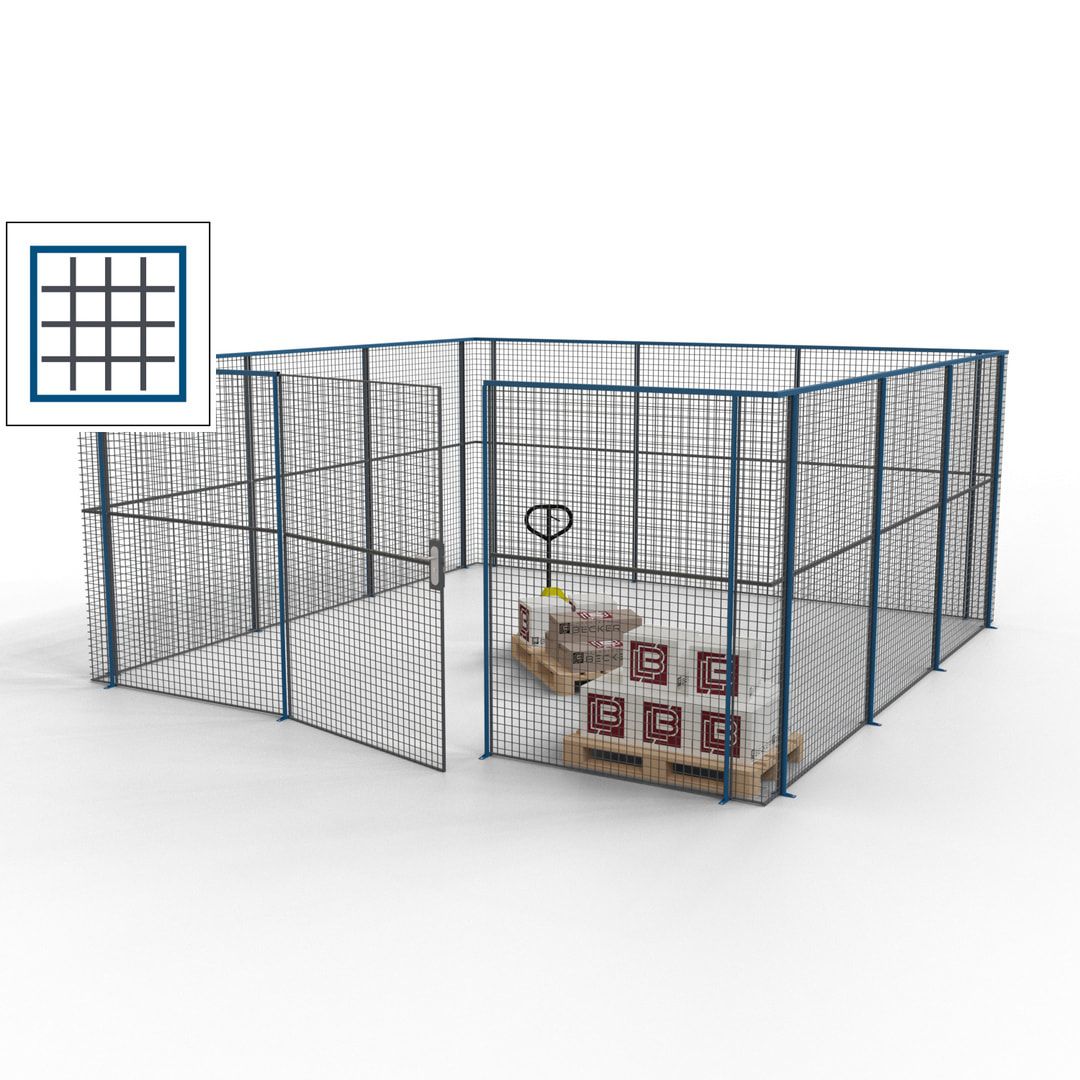 Maschinen Schutzgitter - Hallentrennwand - Sicherheitszaun - Tür - 18 m - 2.200 x 4.900 x 4.900 mm (HxBxT) - enzianblau