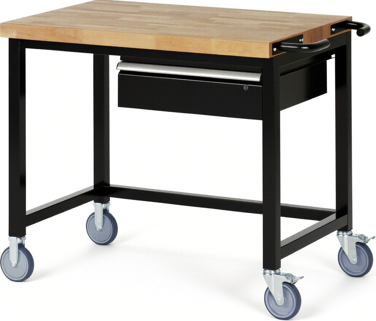Mobile Werkbank mit 1 Schublade - 150:1 - höhenverstellbar 880-1.080 mm - 1.000 x 700 mm (BxT) - 450 kg - Buche - Anthrazitgrau