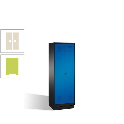 Doppel-Spind, Doppeltüren, Garderobenschrank mit Sockel, 2 Abteile a 300 mm, Korpus anthrazitgrau, Tür anthrazitgrau, 1.800 x 600 x 500 mm (HxBxT)