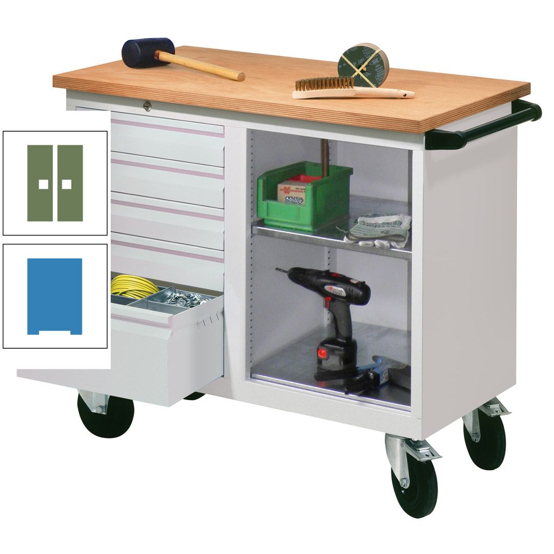 Mobile Werkbank - Werkstattwagen - 915 x 1.090 x 600 mm - 5 Schubladen und Ablagefach - anthrazitgrau