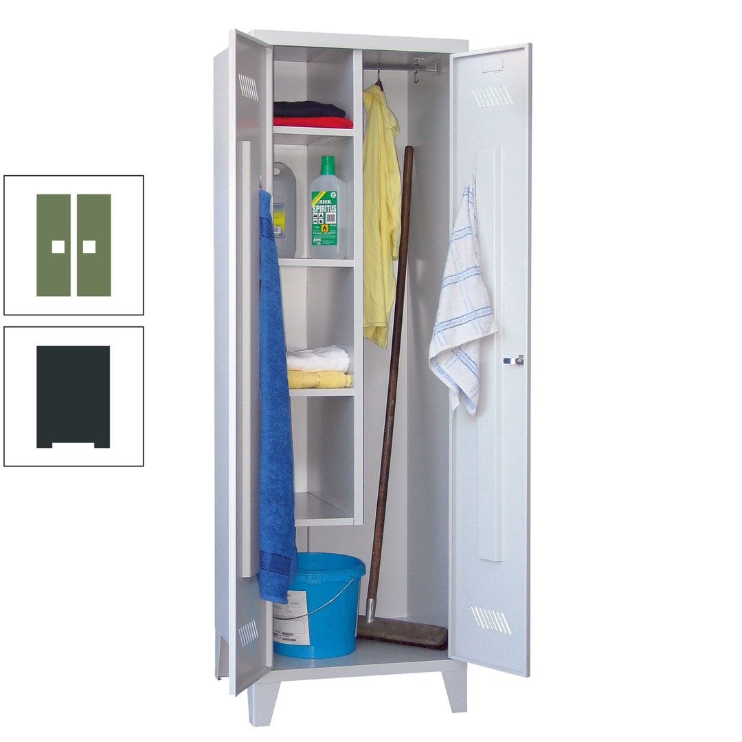 Putzschrank mit Füßen - 1 Abteil mit Trennwand - 1.850x600x500 mm (HxBxT) - Drehriegel - anthrazitgrau