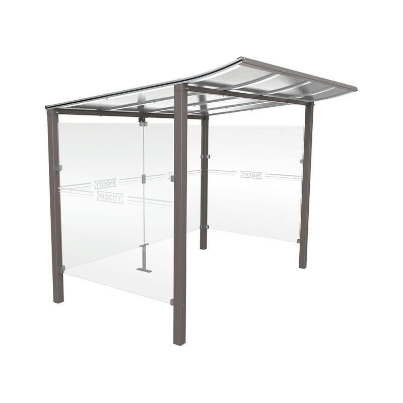 Automatenüberdachung, Automatendach, Stahlpfosten, Polycarbonatdach, UV-behandelt, Einbetonierung, 2.100 x 1.300 x 1.500 mm (HxBxT), Farbe enzianblau