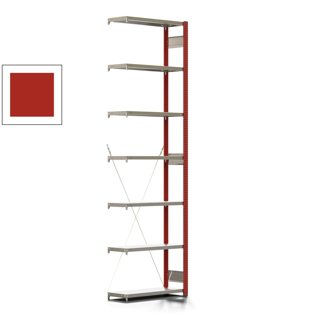 Fachbodenregal mit Tiefenriegel - 250 kg - 3.000 x 875 x 300 mm (HxBxT) - Anbauregal - Rahmen enzianblau - Böden verzinkt, Steckregal BERT